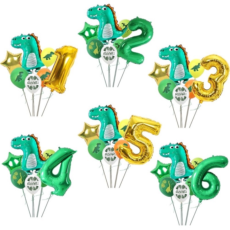 Set 7 Bong Bóng Lá Nhôm Hình Khủng Long Trang Trí Tiệc Sinh Nhật Cho Bé