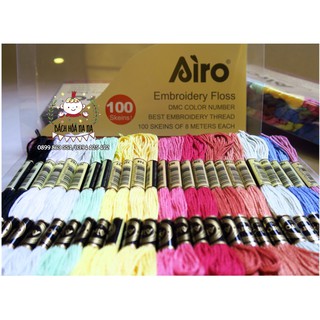 (Có sẵn) Hộp 100 Tép chỉ thêu cotton Airo hãng Cherish chất lượng cao không phai màu, dai, bền - (1 tép 8 mét) Nana Shop