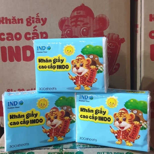 Thùng 30 gói Giấy rút mịn Hổ INDO 300 tờ 120x180mm - Chất giấy cao cấp đặc biệt siêu mềm mịn dai