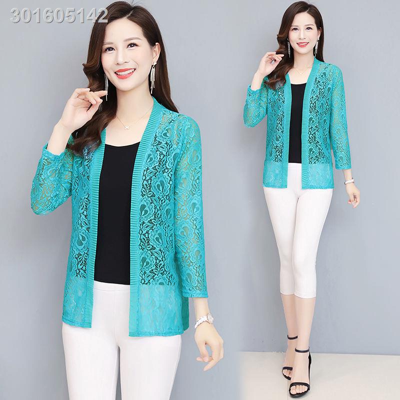 Áo khoác cardigan bằng ren mỏng tay dài chống nắng thời trang mùa hè mới 2021