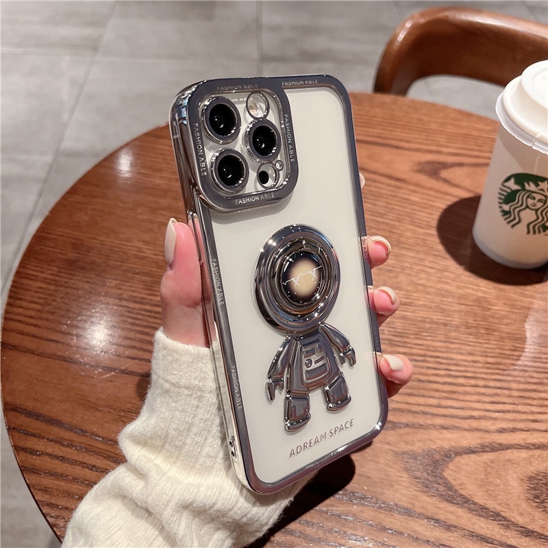Ốp Điện Thoại Trong Suốt Chống Sốc Họa Tiết Phi Hành Gia 3D Cho iPhone 13 Pro MAX 12 11 Pro MAX XS XR X 7+ 8 Plus