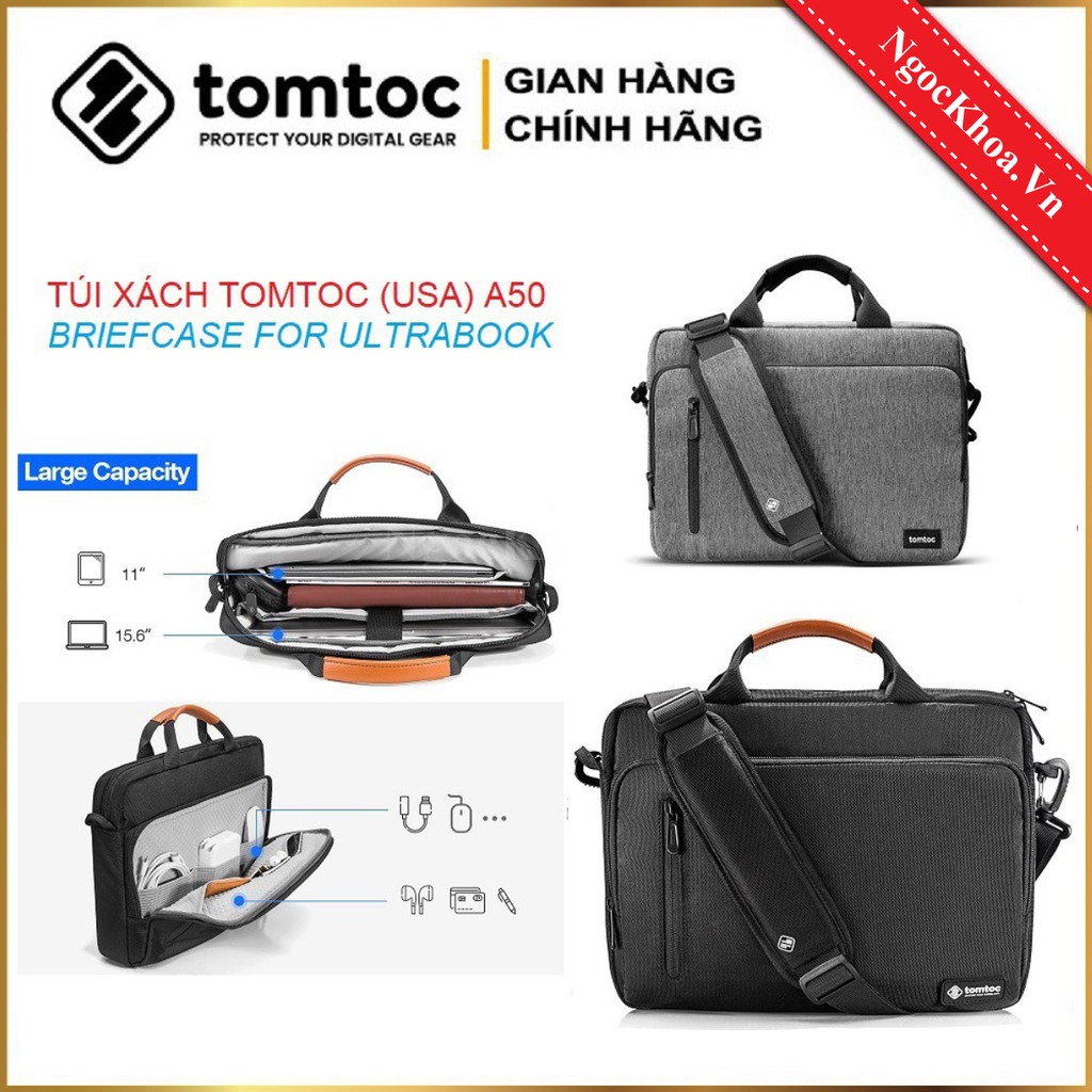 Túi xách Chống Sốc Laptop/Macbook 13/15/16 inch TOMTOC (USA) Briefcase - A50 - Phân Phối Chính Hãng