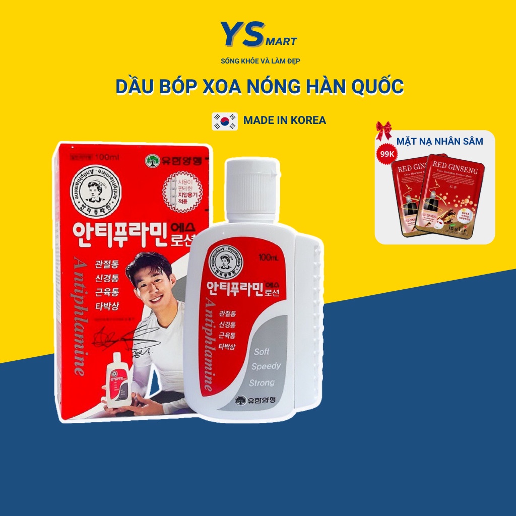 Dầu nóng xoa bóp hàn quốc xoa bóp massage màu đỏ antiphlamine 100ml, giảm đau xương sống, mỏi cơ, đau đầu do thời tiết