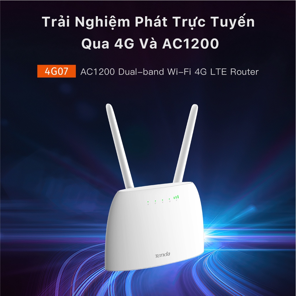 [Mã ELCL12 giảm 9% đơn 300K] Tenda Bộ phát Wifi di động 4G LTE 4G07 Chuẩn AC 1200Mpbs cao cấp