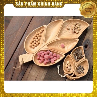 SALE OFF Khay gỗ hình lá 3 ngăn Decor