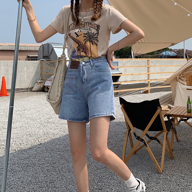 Quần short jean IELGY lưng cao thời trang năng động cá tính dành cho nữ