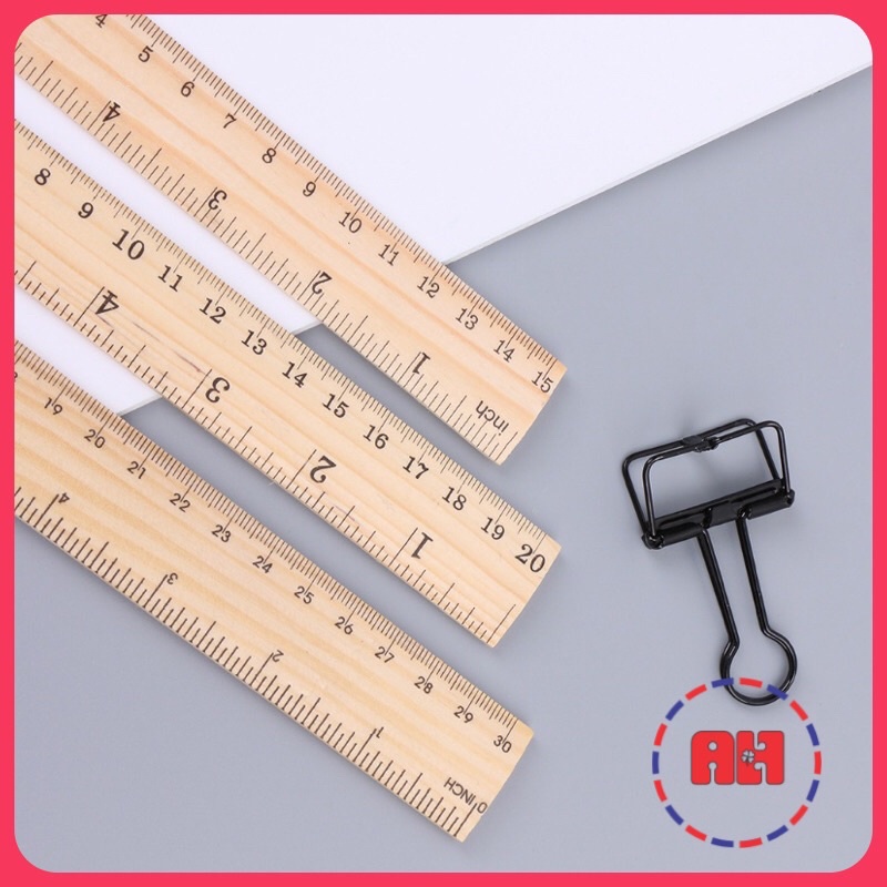 Thước kẻ gỗ học sinh tiện dụng với 2 kiểu đo Centimeters và Inches