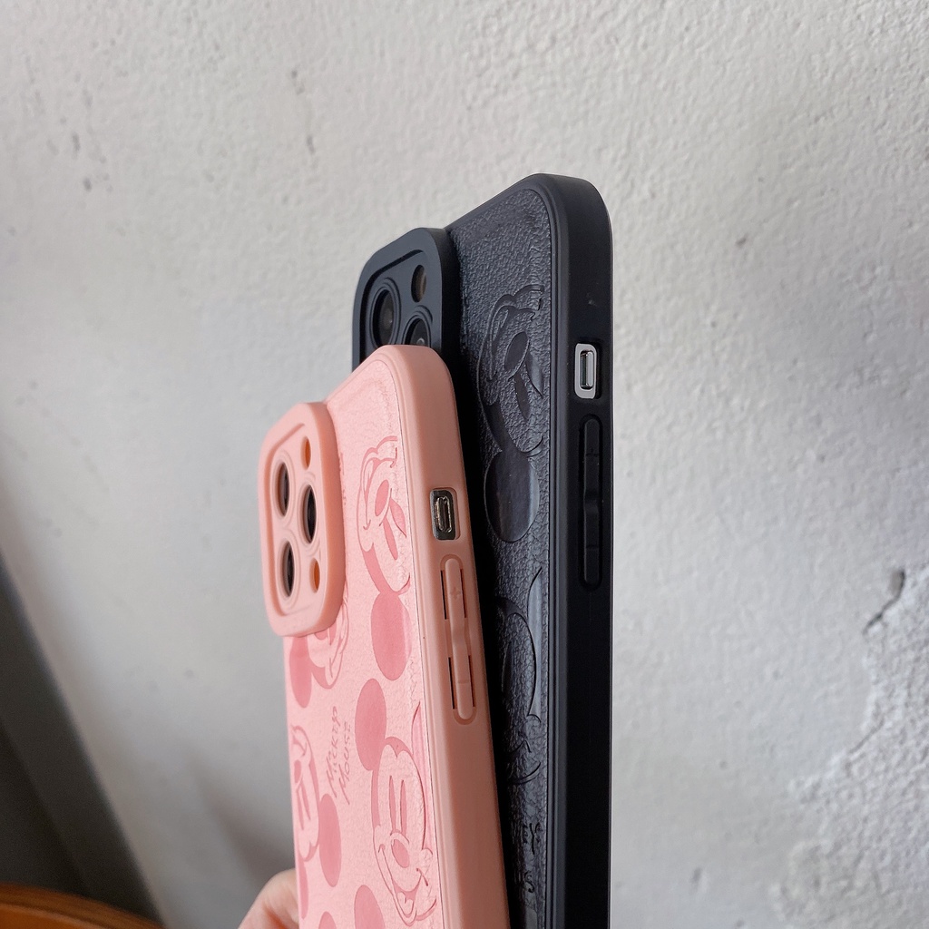 Ốp Điện Thoại Da Dập Nổi Hình Mickey Disney Cho iphone 13 Pro Max i13 13pro 11ProMax i11 iX XS XsMAX 7plus 8plus 12Pro 12 Pro Max