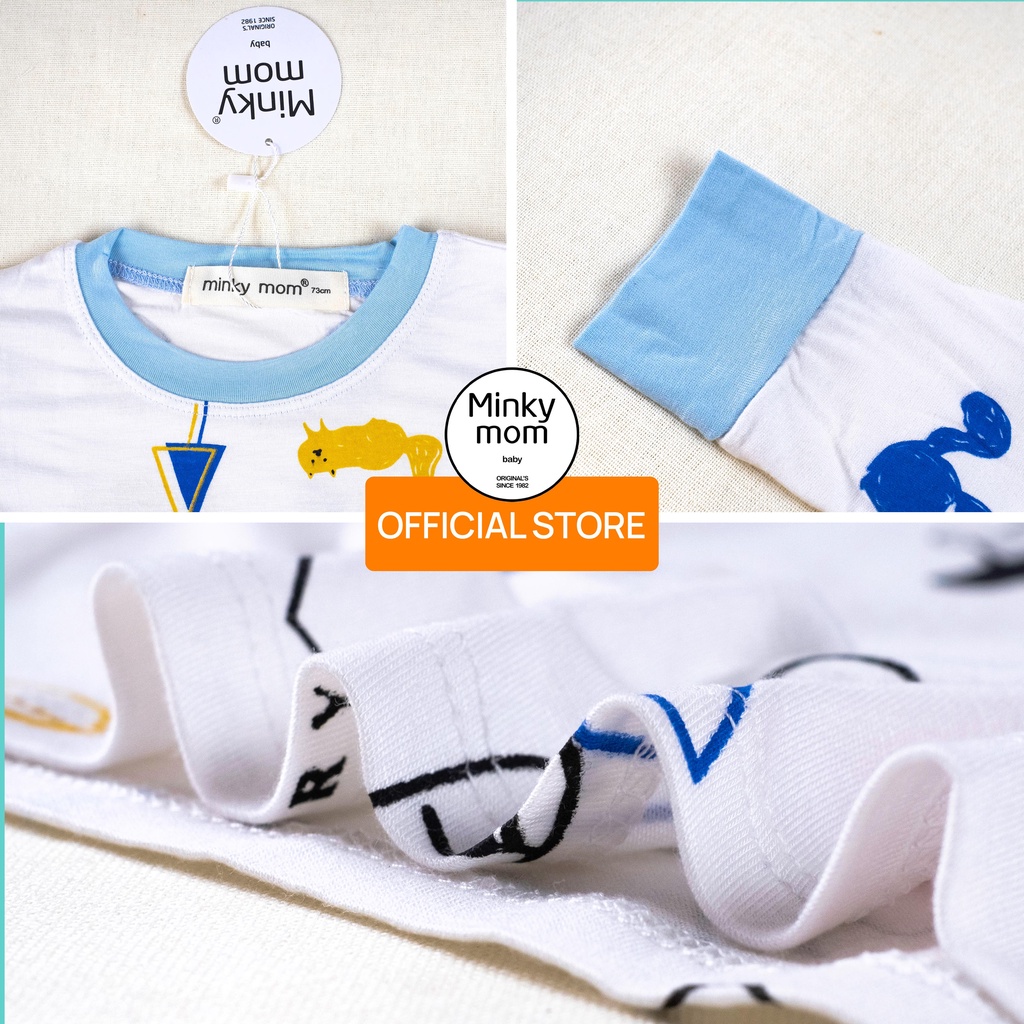 Bộ quần áo dài tay Minky mom trẻ em chất thun lạnh, quần áo trẻ em phối màu cho bé trai bé gái-XD39