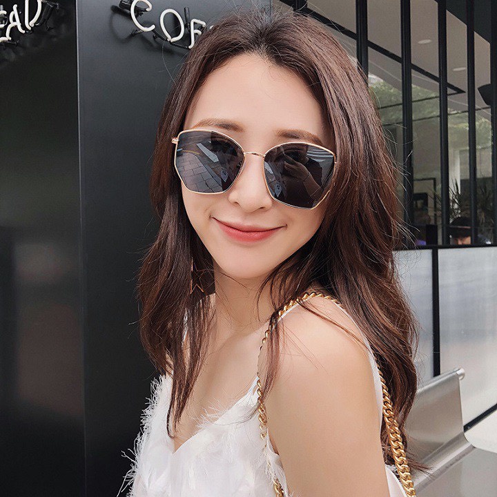 Mắt kính thời trang nam nữ gọng kim loại Tròng kính râm chống tia uv400 và có thể thay tròng cận