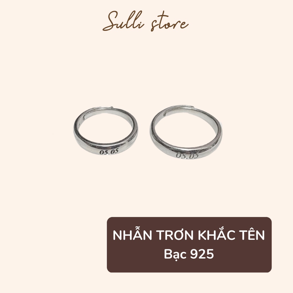 Nhẫn đôi bạc 925 trơn đơn giản và thời thượng khắc tên theo yêu cầu Sulli store (giá 1 cặp)