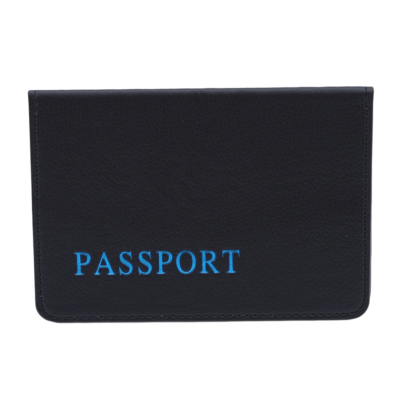 New Pure Color Litchi PU Leather Wallet Unisex Travel Passport Holder Protector Cover Simple Gift