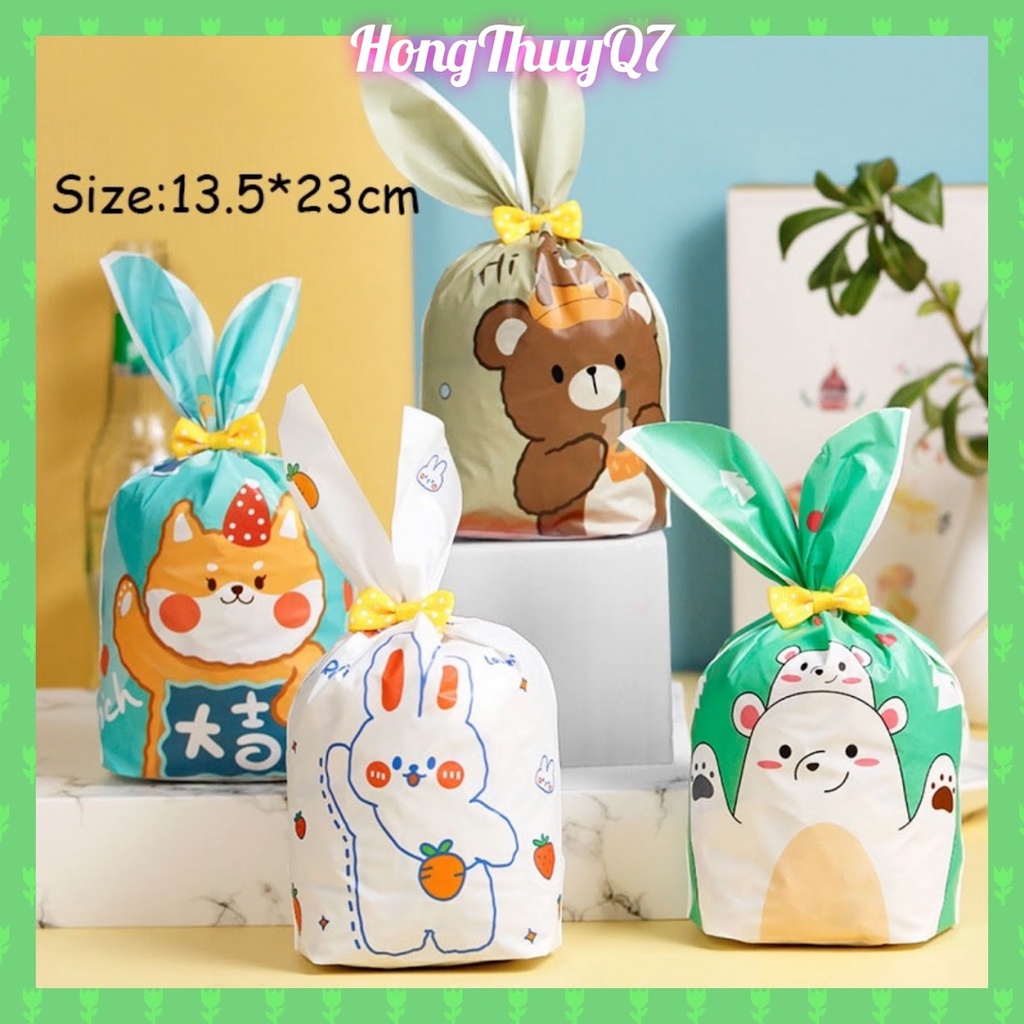 Túi mix 4 mẫu tai thỏ đựng bánh kẹo 13,5x22+5,8cm sinh nhật, đựng quà tặng cho các bé /10.20/- HongThuyQ7