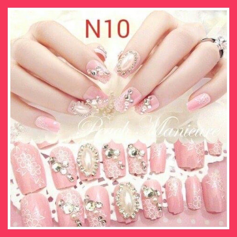 Nail giả, móng tay giả [ XẢ KHO] đính đá sang trọng