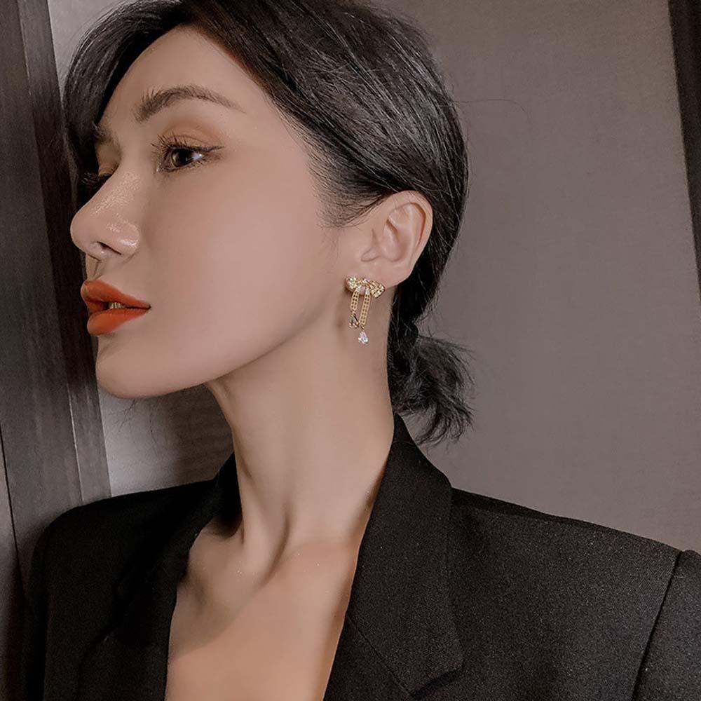 Khuyên Tai VANES1 Đính Nơ Phong Cách Hàn Quốc Ngọt Ngào|Trang Sức Thời Trang