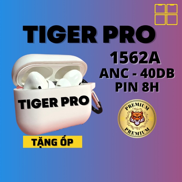 Tai Nghe Không Dây Gaming Tiger Pro Louda 1562A Pin 8H Bản Hổ Vằn Chống Ồn ANC 40dB