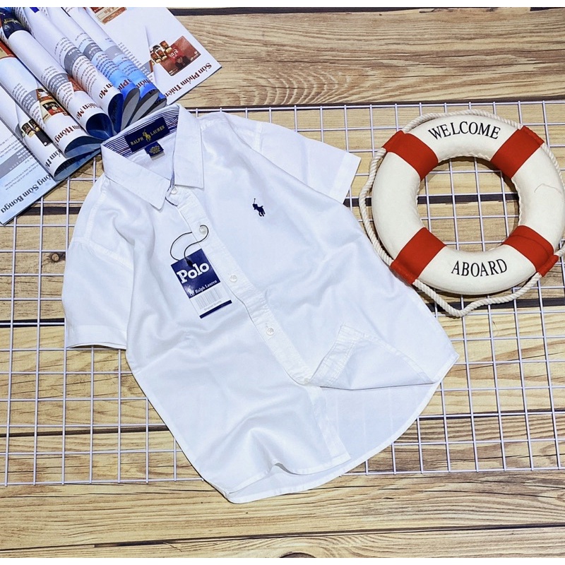 ÁO SƠ MI TRƠN TAY NGẮN BÉ TRAI NĂM MÀU HỒNG TRẮNG VÀNG XANH NGỌC XANH BIỂN CHO BÉ TRAI 35-60kg