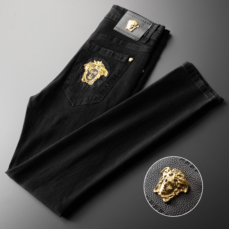 Quần Jeans Dài Thêu Họa Tiết Versace Thời Trang Dành Cho Nam