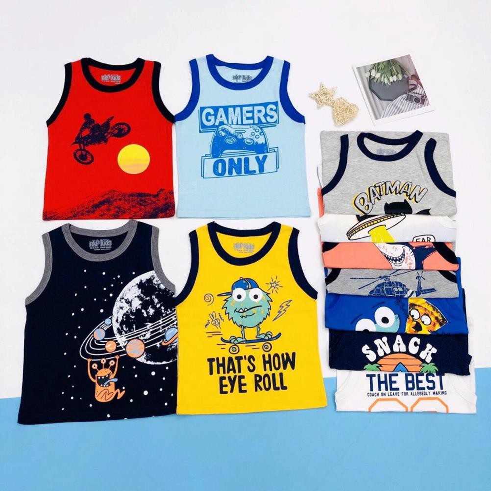 Áo thun bé trai, áo ba lỗ bé trai chất cotton, nhiều màu, Size 1 - 5 tuổi - BEEKIDS