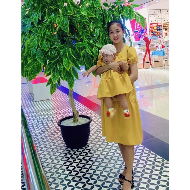 Set đầm đôi đơn giản cho Mẹ & bé Gái đơn giản