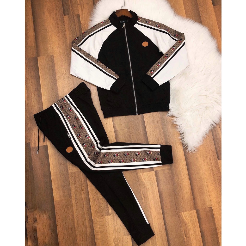 Đồ bộ nỉ nam thu đông dài tay khóa Mickey,bộ quần áo nỉ nam chất liệu nỉ bóng cao cấp phong cách trẻ trung năng động