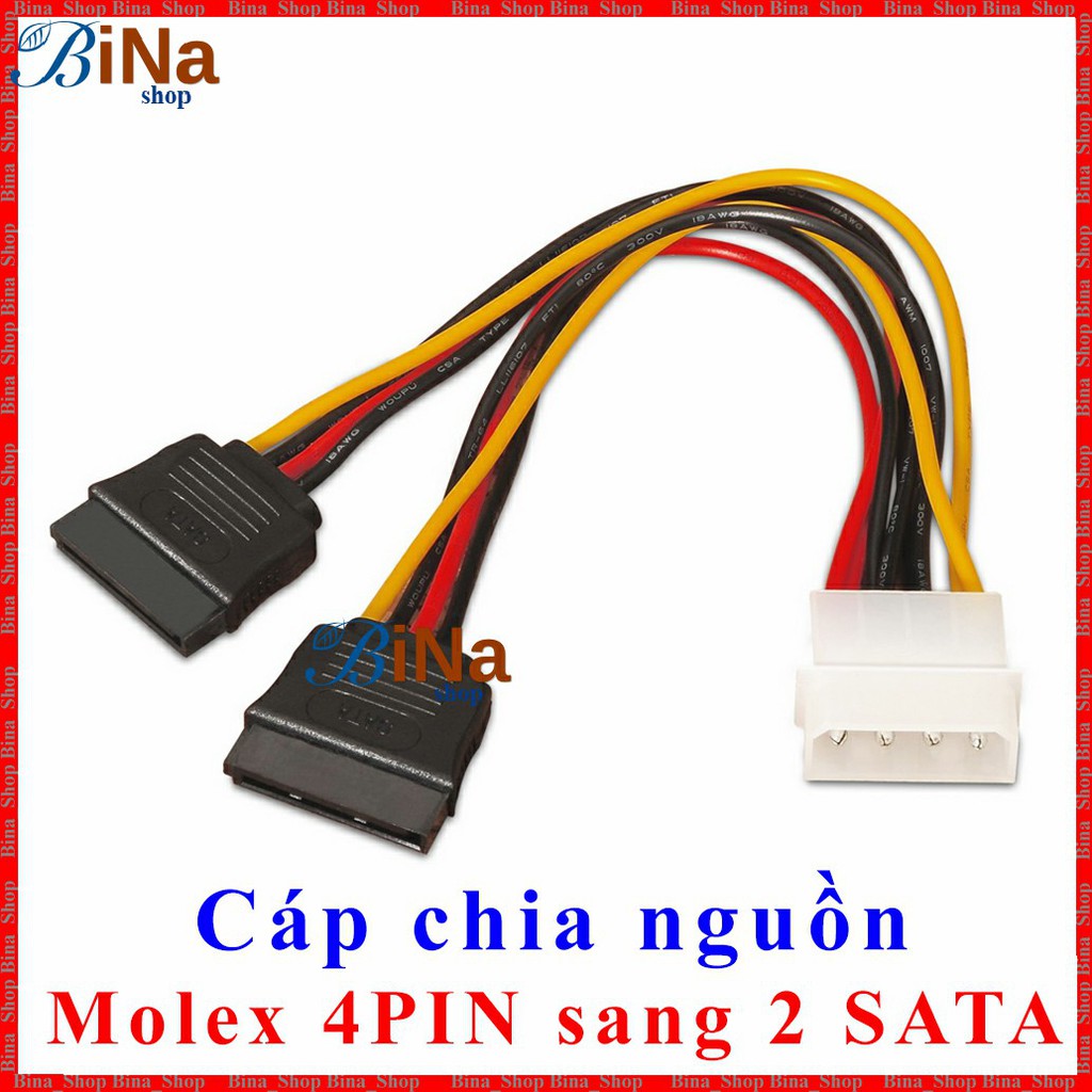 Cáp chia Molex IDE 4 pin ra 2 đầu SATA 20cm