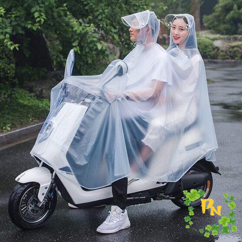 Áo mưa xe máy 2 người trong suốt,Áo 2 đầu kích thước to,có màn che, tai gương (MẸ CA STORE 24H đại lý lớn HCM)