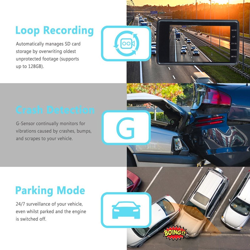 Camera hành trình cảm ứng 2.5D 4 Inch IPS 1080P Full HD 170 độ cho xe hơi
 | BigBuy360 - bigbuy360.vn