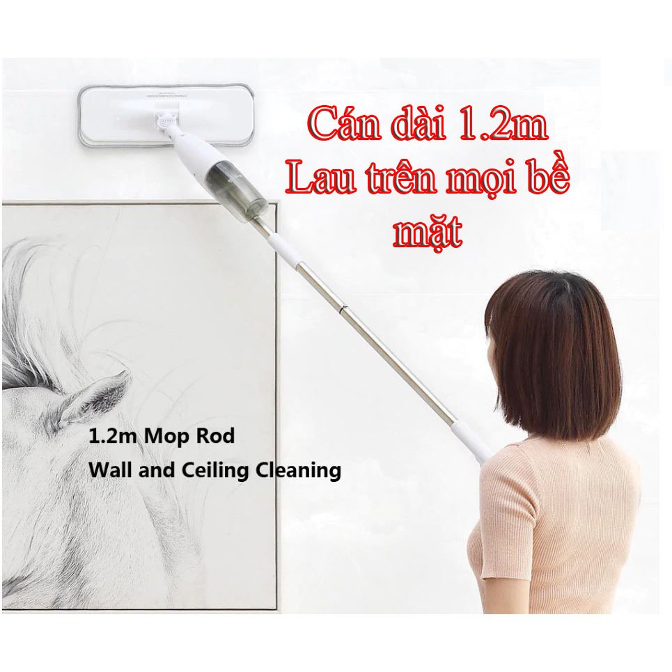 Chổi lau nhà , chà sàn thông minh có bình xịt nước tiện lợi, cần quay 360 độ lau đến đâu thấm hút nước đến đó