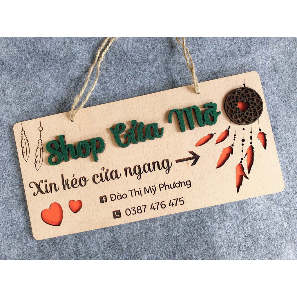 Bảng gỗ thiết kế riêng CHO SHOP VÀ NHÀ CỬA làm decor trang trí, chụp hình sản phẩm sang xịn