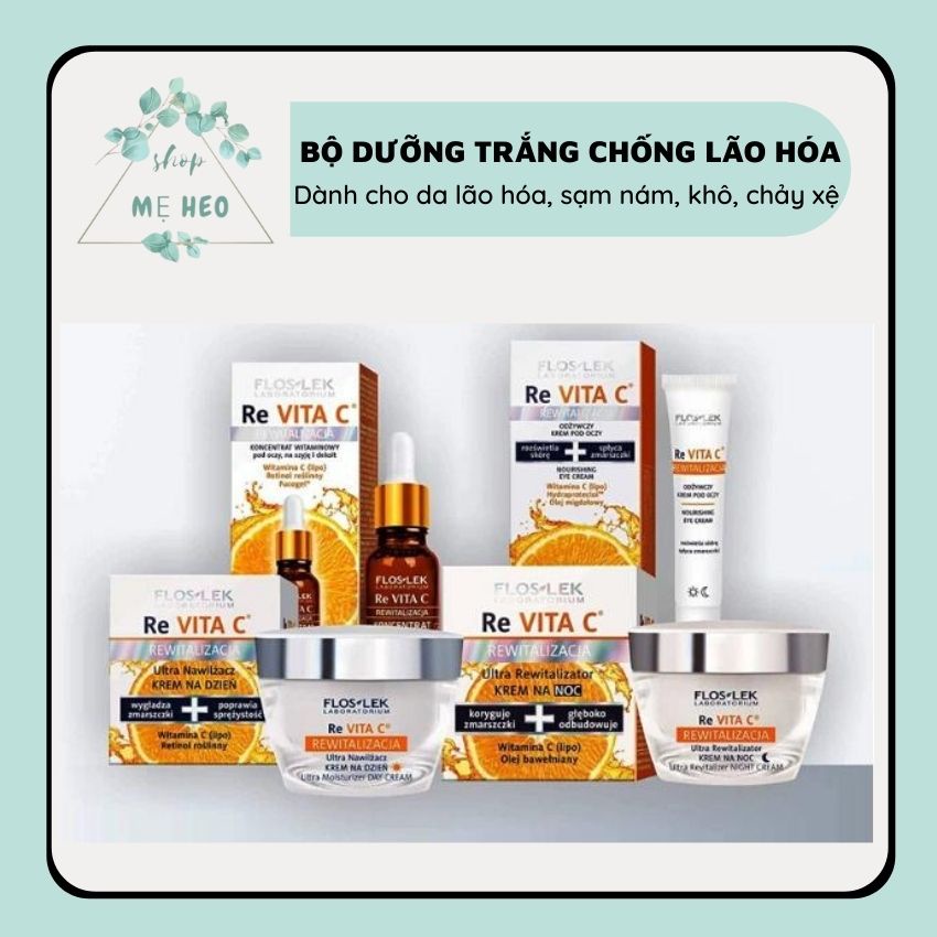 Kem dưỡng trắng da ban đêm Floslek Re Vita C, dưỡng ẩm chuyên sâu, mờ thâm nám, chống lão hóa và trẻ hóa da
