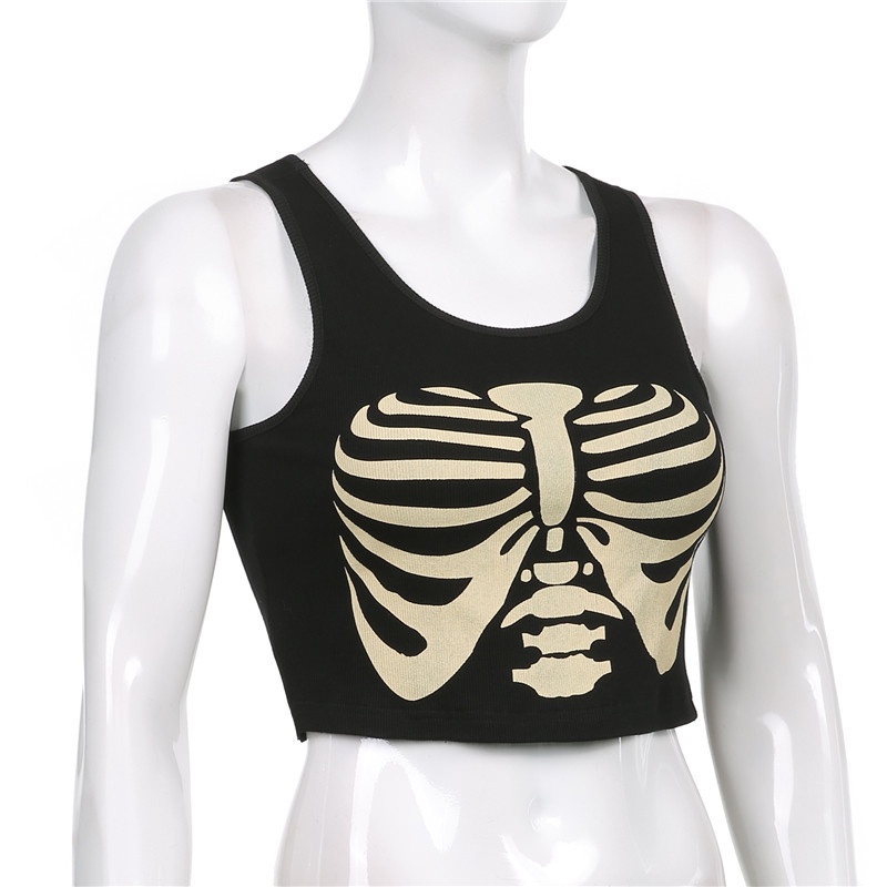 Áo tăng tay ngắn in chữ Y2K dành cho nữ