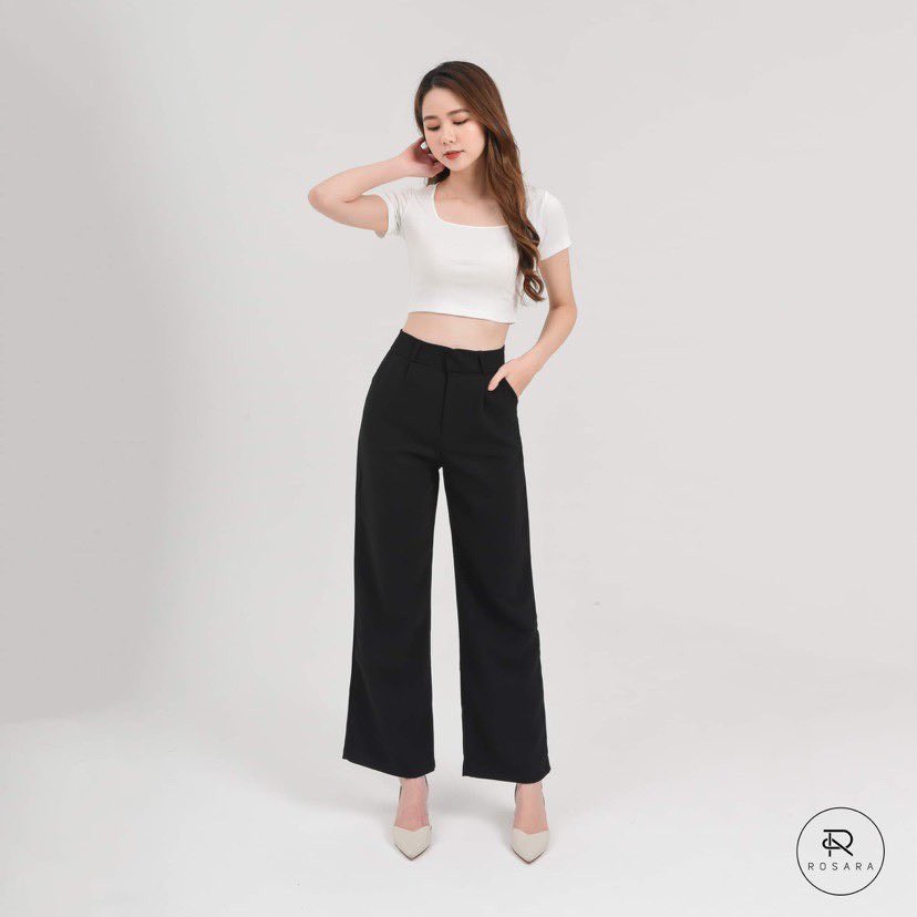 [Mã WASKT410K giảm 10K đơn 50K] Áo thun croptop dáng lửng cổ vuông chất co giãn siêu mát thời trang Rosara Sp114