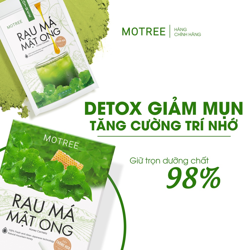 [Xả Kho] Bột rau má mật ong MOTREE sấy thăng hoa công nghệ Nhật Bản hộp 54gr.