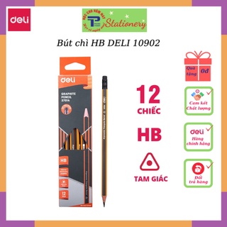 Bút chì 2b deli - thân bút lục giác -màu đỏ đen - 12 cây/hộp - w10902