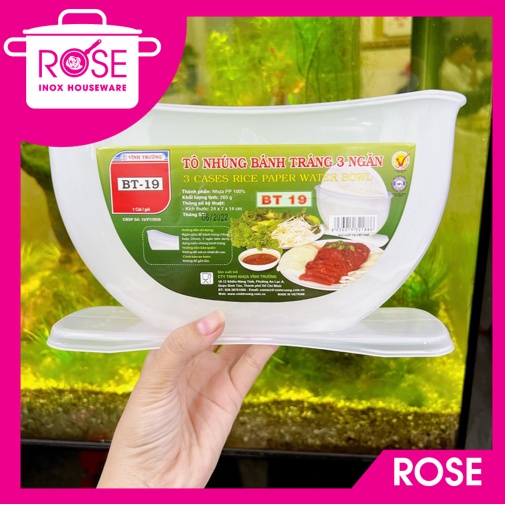 Tô nhúng bánh tráng BT NHỰA Vĩnh Trường CAO CẤP 3 NGĂN - KHAY NHÚNG BÁNH TRÁNG 3 NGĂN