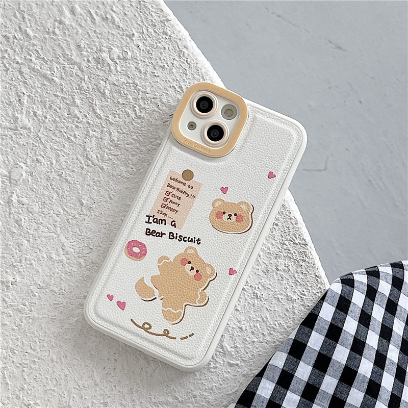Ốp lưng iphone Ốp Điện Thoại Da Họa Tiết Gấu Hoạt Hình Cho iphone7 / 7plus / 8 / 8plus / xs / 11 / 12 / 13 / pro / max / plus / promax Dinuo case