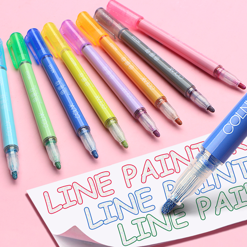 Set 8 bút kim tuyến vẽ đường hai viền phong cách graffiti