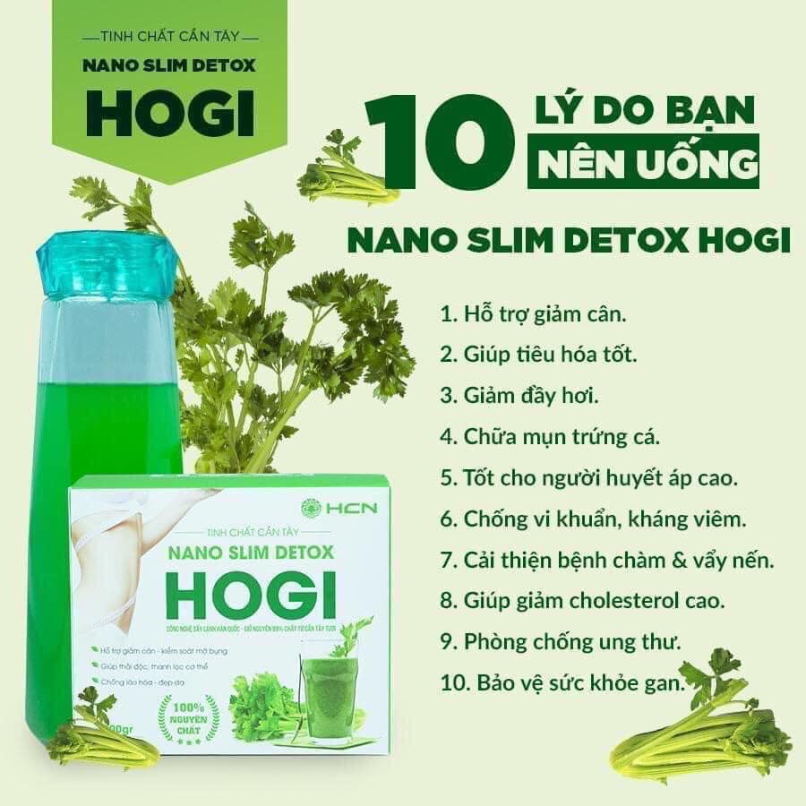 GIÁ GỐC TINH CHẤT CẦN TÂY NANO SLIM DETOX HOGI CHUẨN HÃNG, SIÊU NGON, SIÊU GIẢM CÂN , HỘP 20 GÓI