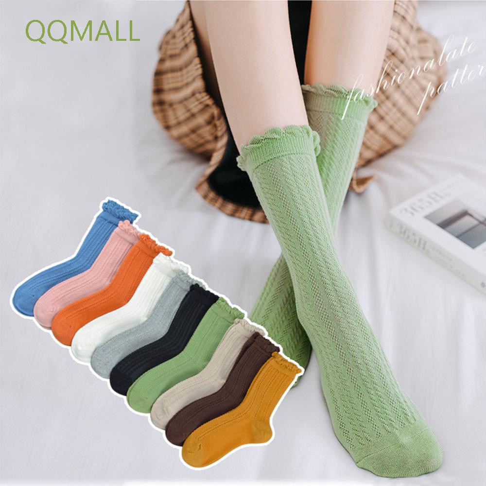 Đôi Vớ Cotton Phối Ren Thời Trang Thu Đông Nhiều Màu Dành Cho Nữ