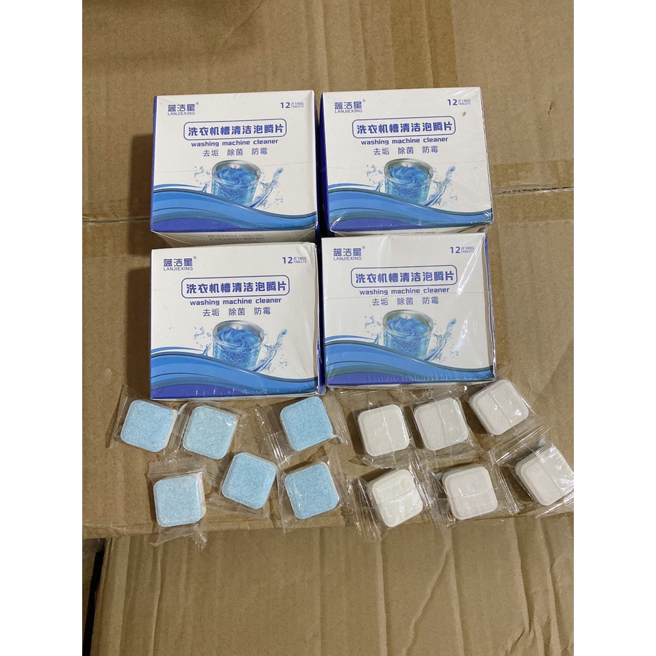 Hộp 12 Viên Vệ Sinh Lồng Máy Giặt và Tẩy Chất Cặn Bẩn Lâu Ngày Hiệu Quả
