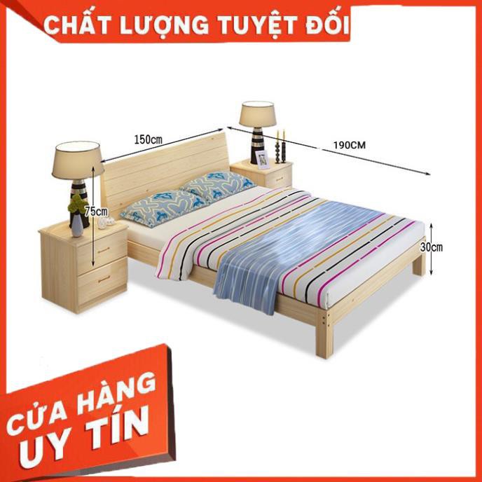 Giường gỗ thông có ngăn kéo để đồ kích thước 150x190cm