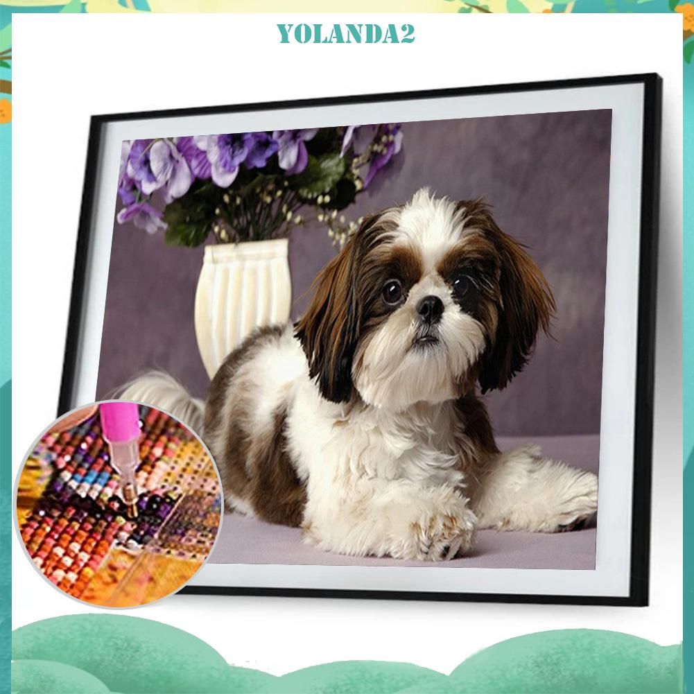 Tranh Đính Đá Kim Cương Toàn Bộ 5D DIY Hình Vẽ Chó Con