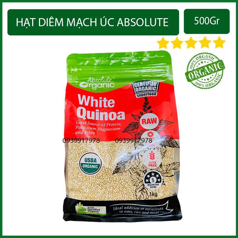 【MỚI VỀ】Hạt Diêm Mạch (Quinoa) Úc 1kg Absolute Chuẩn - Siêu Tốt Sức Khoẻ