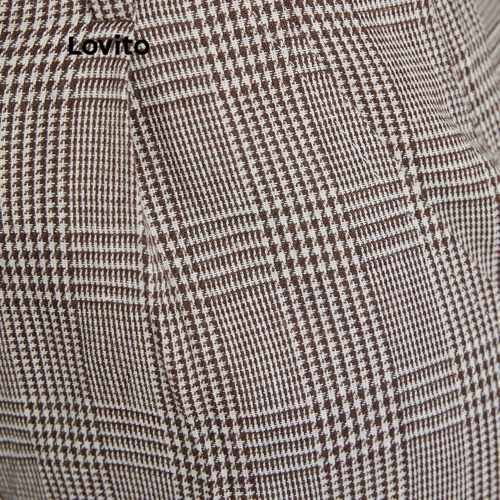 Quần short nữ Lovito kẻ sọc thanh lịch L34UD046 (Sepia)