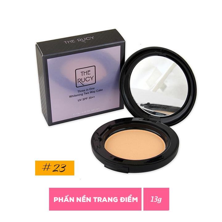 Phấn nén The Rucy Three in One Whitening Two Way Cake Màu Sáng 13g