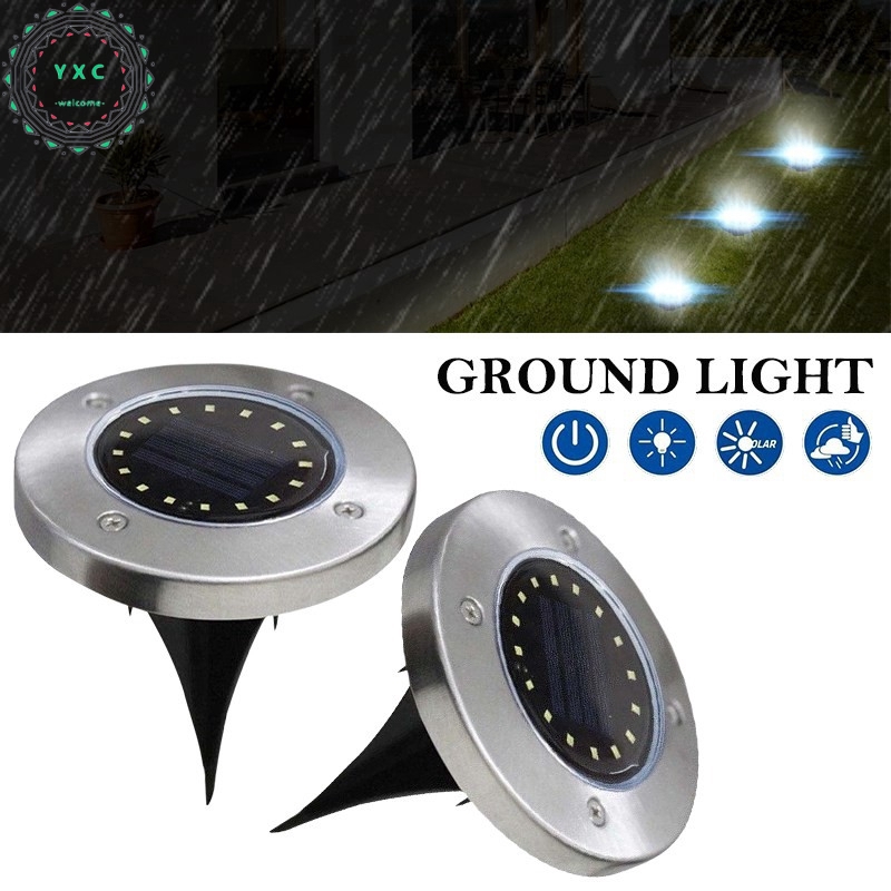 Đèn âm đất 16 bóng LED năng lượng mặt trời hình tròn chống nước