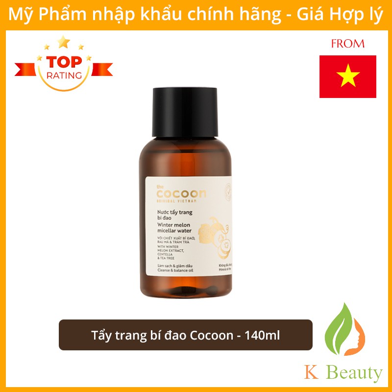 Nước tẩy trang bí đao cocoon dành cho da dầu, da mụn - Winter Melon Micellar Water - Hàng Việt Nam Chính Hãng - 140ml