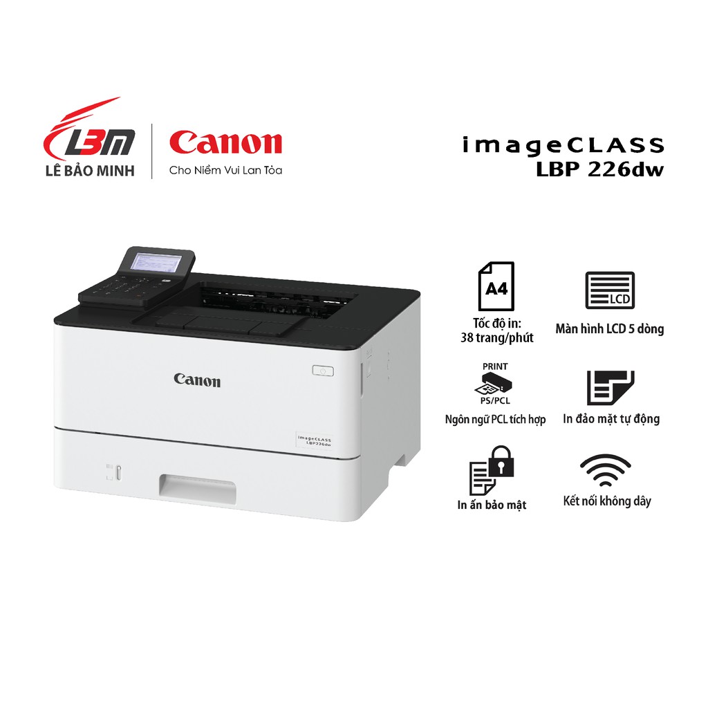 [Mã ELMALL150 giảm 8% đơn 500K] Máy in laser đơn chức năng Canon LBP226dw