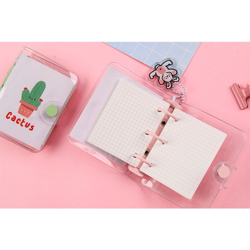 Sổ Tay Ghi Chú Bỏ Túi Bằng PVC Trong Suốt 3 Lỗ Mini Tiện Dụng